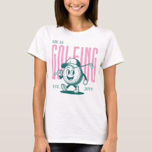 Rosa Retro-Spaß Humor personalisiertes Golf-Ehefra T-Shirt