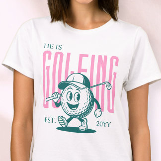 Rosa Retro-Spaß Humor personalisiertes Golf-Ehefra T-Shirt