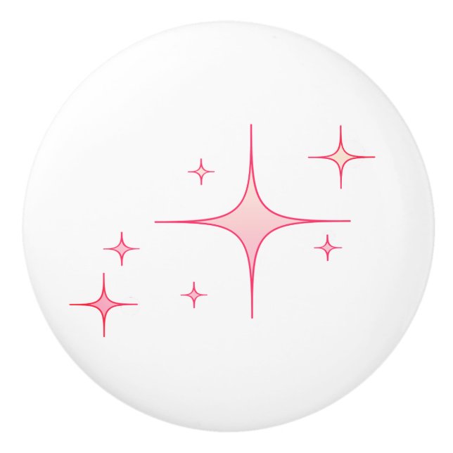 Rosa Retro-Stars Keramikknauf (Vorderseite)