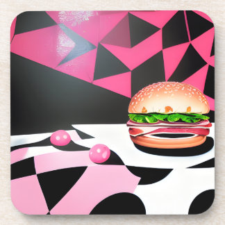 Rosa Retro Style Hamburger Getränkeuntersetzer