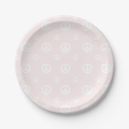 Rosa Retro Surf Hippie Peace Sign Birthday Pappteller