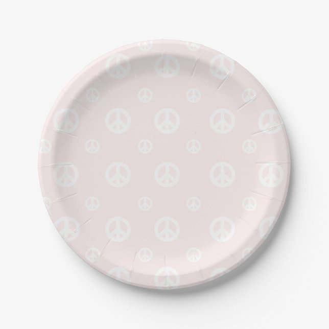 Rosa Retro Surf Hippie Peace Sign Birthday Pappteller (Vorderseite)