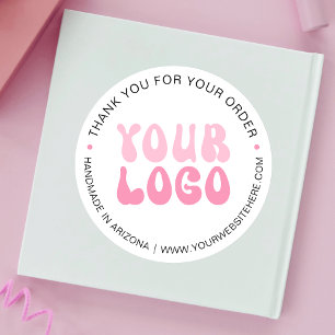 Rosa Retro Trendy Schriftart Company Logo Business Runder Aufkleber