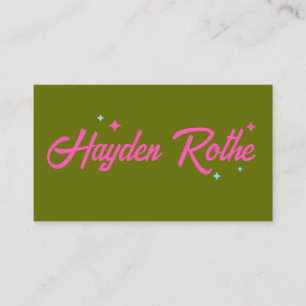 Rosa-Retro-Typografie-Sterne Visitenkarte