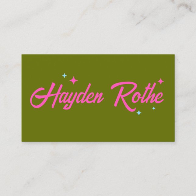 Rosa-Retro-Typografie-Sterne Visitenkarte (Vorderseite)