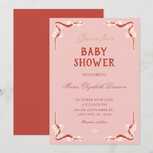 Rosa retro-vintage Babyparty Einladung