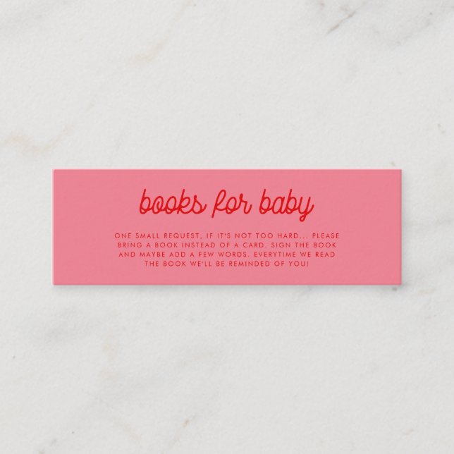Rosa Retro Vintage Bücher für Babyanfragen Mini Visitenkarte (Vorderseite)