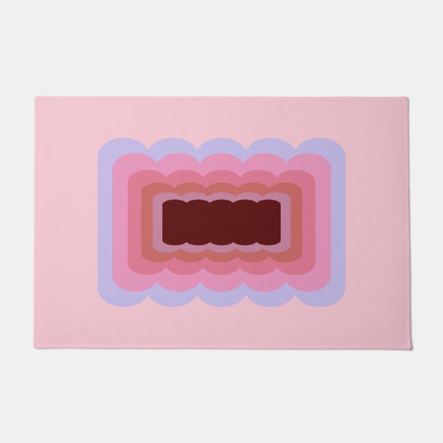 Rosa Retro Wavy Abstrakt Fußmatte (Vorderseite)