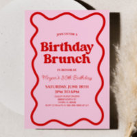 Rosa Retro Wavy Border Birthday Brunch Party