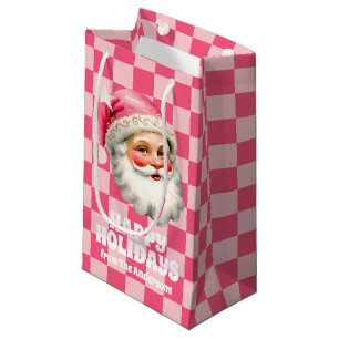 Rosa Retro Weihnachtsmann Rosa Tartan Karo Weihnac Kleine Geschenktüte
