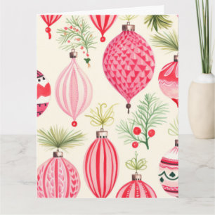 Rosa Retro Weihnachtsschmuck Karte