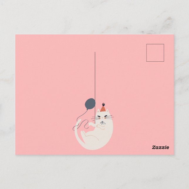 Rosa Retrokatzenchic Postkarte (Rückseite)