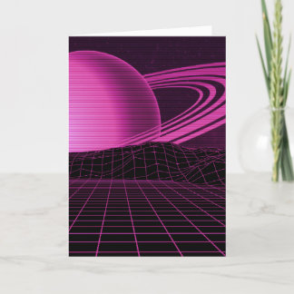 Rosa Retrowave-Grußkarte Feiertagskarte
