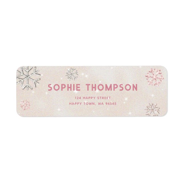 Rosa Rhinestones Glitzer Winter Schneeflocken Eleg (Vorne)