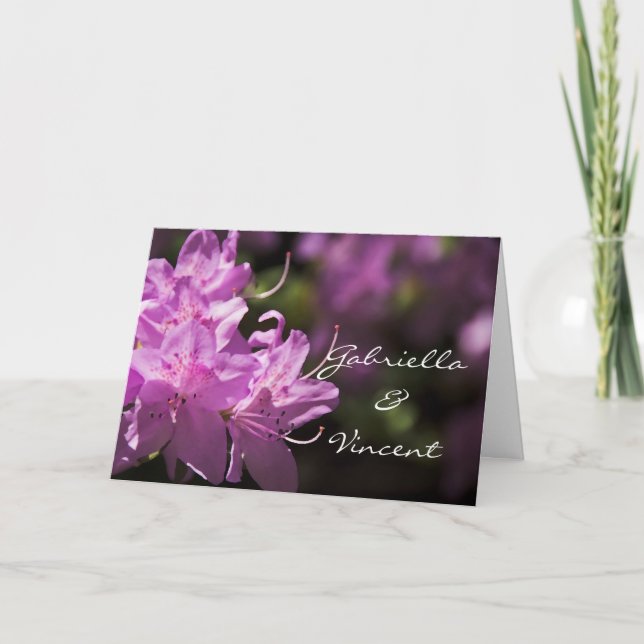 Rosa Rhododendron Blume Einladung Hochzeit (Vorderseite)