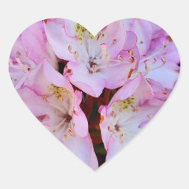 Rosa Rhododendron-Blume Herz-Aufkleber