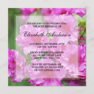 Rosa Rhododendron-Blumen-90. Geburtstags-Party Einladung