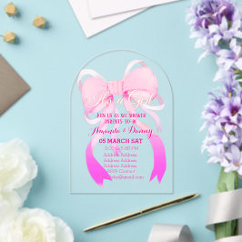 Rosa Ribbon Babydusche Acryleinladungen