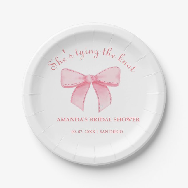 Rosa Ribbon Blush-Brautparty Pappteller (Vorderseite)