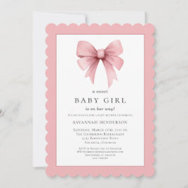 Rosa Ribbon Bow Girl Baby Dusche Einladung