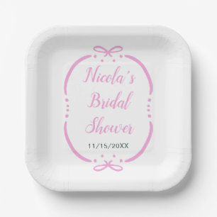 Rosa Ribbon-Brautparty Pappteller