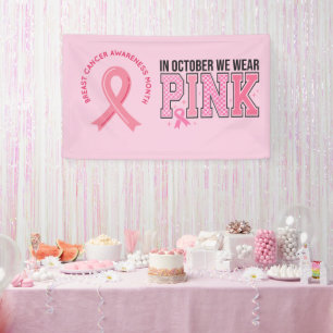 Rosa Ribbon Brust Bewusstsein tapfer und stark Banner