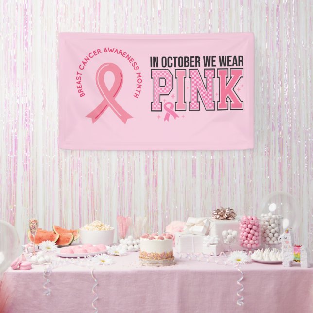 Rosa Ribbon Brust Bewusstsein tapfer und stark Banner (Party)