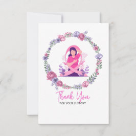 Rosa Ribbon Brustkrebs Bewusstsein mit Blume Dankeskarte
