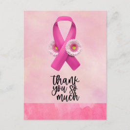 Rosa Ribbon Brustkrebs Bewusstsein mit Blume Postkarte