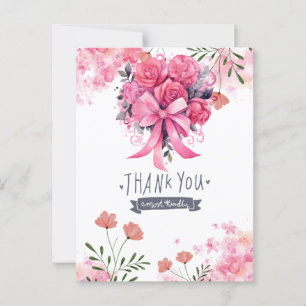 Rosa Ribbon Brustkrebs Bewusstsein mit Blume Postkarte