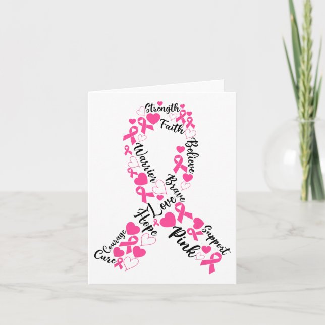 Rosa Ribbon Brustkrebs Bewusstsein Monat Überleben Karte (Vorderseite)