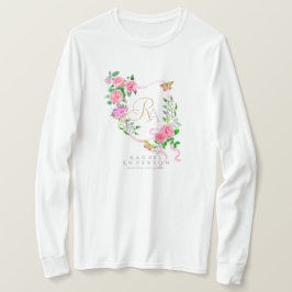 Rosa Ribbon Chic Monogram weiß T-Shirt