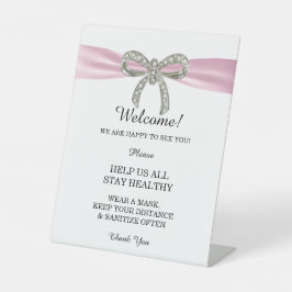 Rosa Ribbon Diamantbow Hochzeitssicherheit Sockelschild