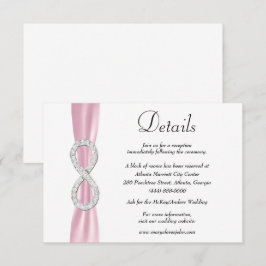 Rosa Ribbon Diamond Unendlichkeit Hochzeitsdetails Begleitkarte