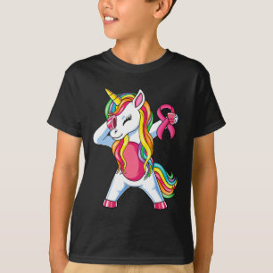 Rosa Ribbon Einhorn Brustkrebs Bewusstsein Mädchen T-Shirt
