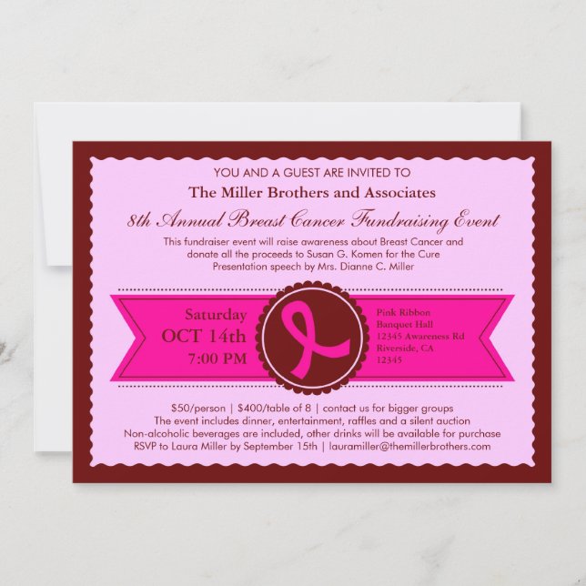 Rosa-Ribbon-Fundraising-Veranstaltung Einladung (Vorderseite)