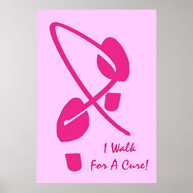Rosa Ribbon Fußspuren zu Fuß für eine Heilung I Poster (Vorne)