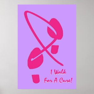Rosa Ribbon Fußspuren zu Fuß für eine Heilung III Poster