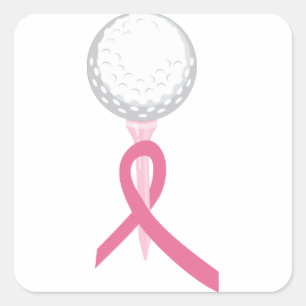 Rosa Ribbon Golf Quadratischer Aufkleber