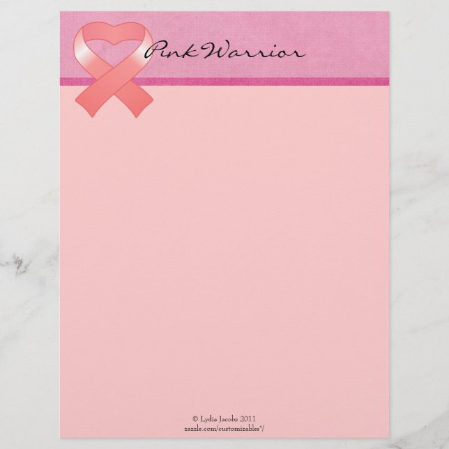 Rosa Ribbon Herz Letterhead (Vorderseite)