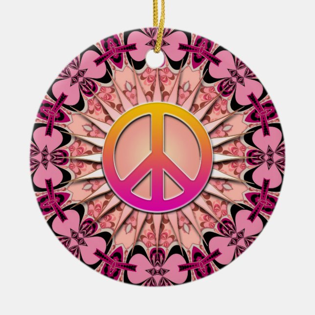 Rosa Ribbon Mandala Keepake Peace Ornament (Vorne)
