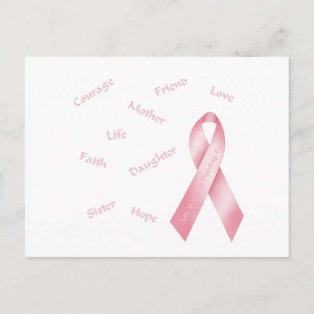 Rosa Ribbon Postkarte (Vorderseite)