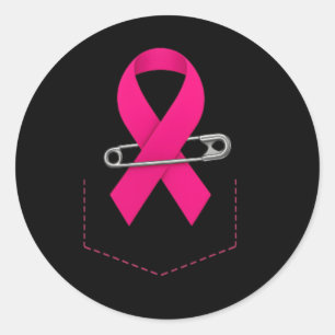 Rosa Ribbon Safety Button Brustkrebs Aufklärung Runder Aufkleber