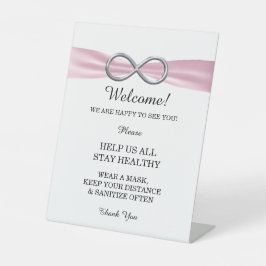 Rosa Ribbon Silber Unendlichkeit Hochzeitssicherhe Sockelschild