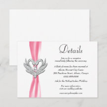 Rosa Ribbon Silberschwäne Hochzeitdetails