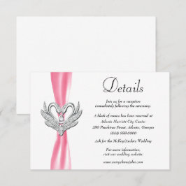 Rosa Ribbon Silberschwäne Hochzeitdetails Begleitkarte