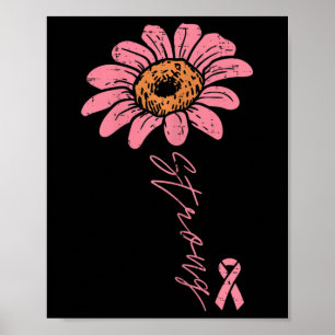 Rosa Ribbon Sonnenblume Starker Brustkrebs Awarene Poster