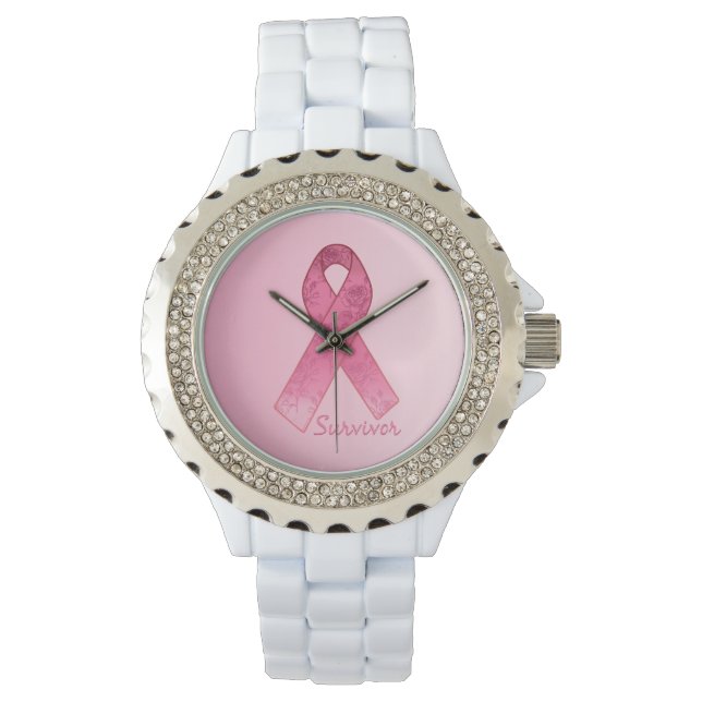 Rosa Ribbon Survivor Rose beobachten Armbanduhr (Vorderseite)