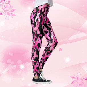 Rosa Ribbon Toss Brustkrebs Überleben Schwarz Leggings
