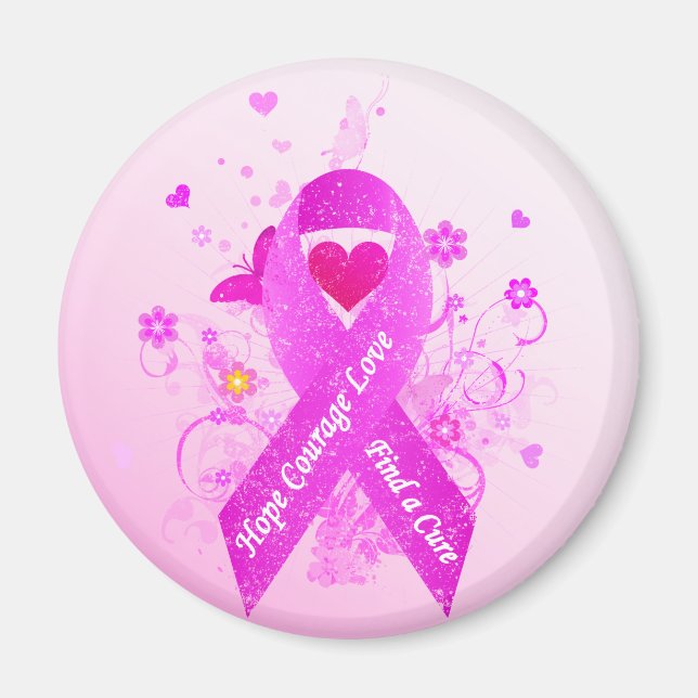 Rosa Ribbon Vintag Magnet (Vorne)